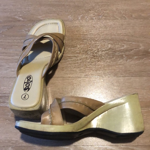 Vintage Y2K platform sandals slip on heels rose 7 - Picture 10 of 13